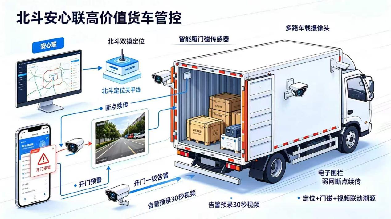 北斗安心联高价值货运核心联动管控功能示意
