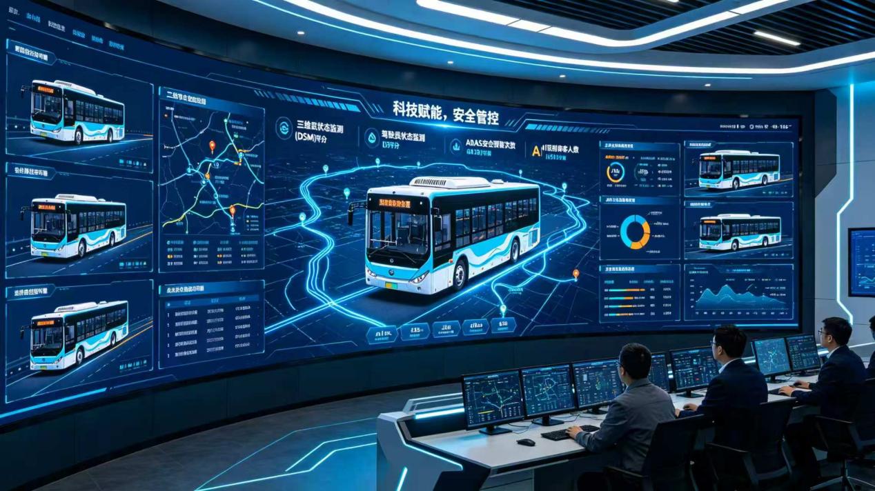 北斗定位与 DSM、ADAS、AI 人数识别一体化安全管控示意